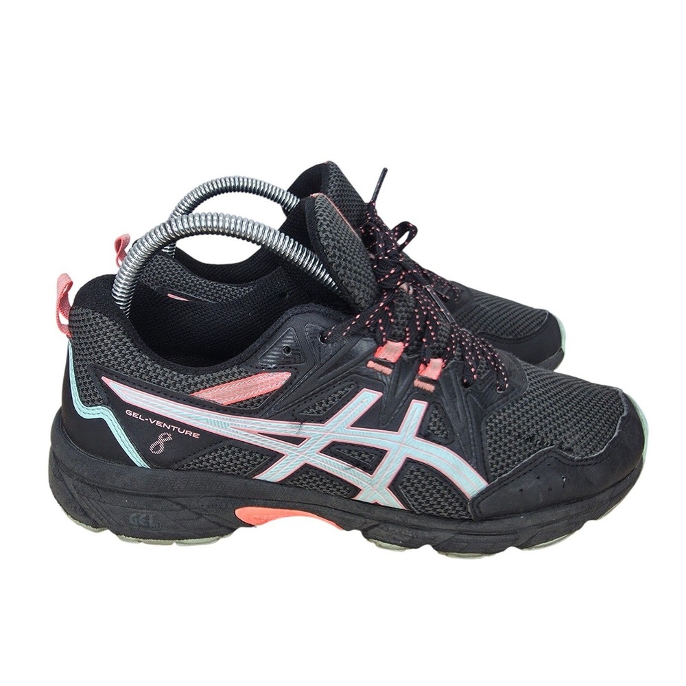 ASICS Gel-Venture 8 Trail Running Shoes Women 8.5 Black Coral Sneakers 1012A708